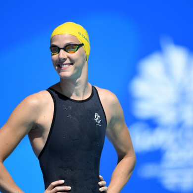 Bronte Campbell gets ready to compete at the 2018 Comm Games.