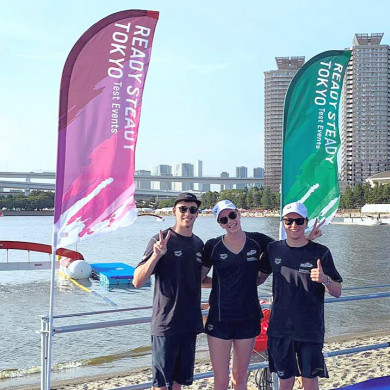 Edwards, Lee and Sloman test the course in Tokyo.